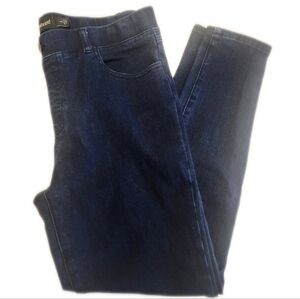 Betabrand Denim: Dark Blue Wash, Pull On Waist, Skinny Stretch Jeans, L (12-14)